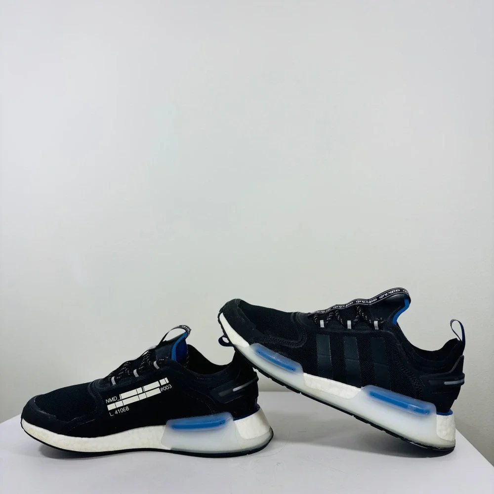 Adidas‎ NMD R1 V3 Men's Black White Royal Blue Boost Running Shoes HQ9838